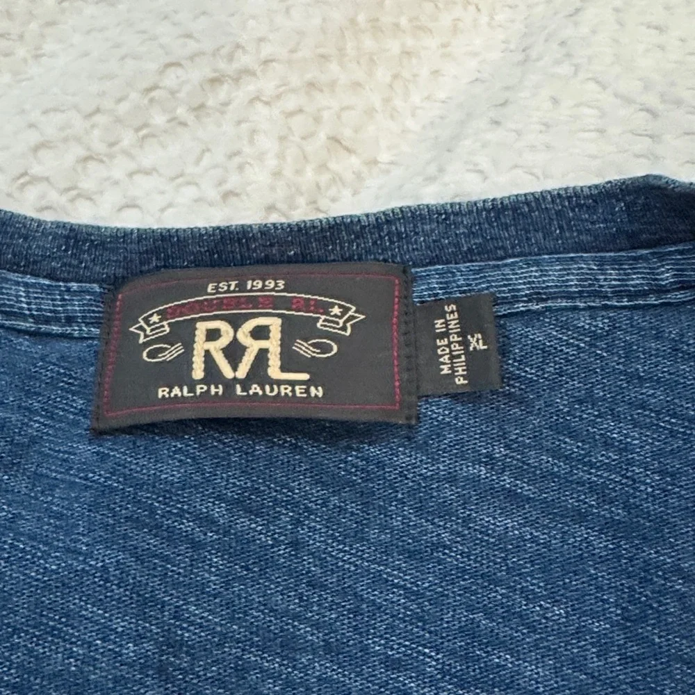 Ralph Lauren RRL Denim Blue V Neck Indigo Top - Picture 2 of 4